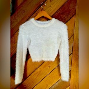 Aritzia Soft Cozy White Cropped Sweater